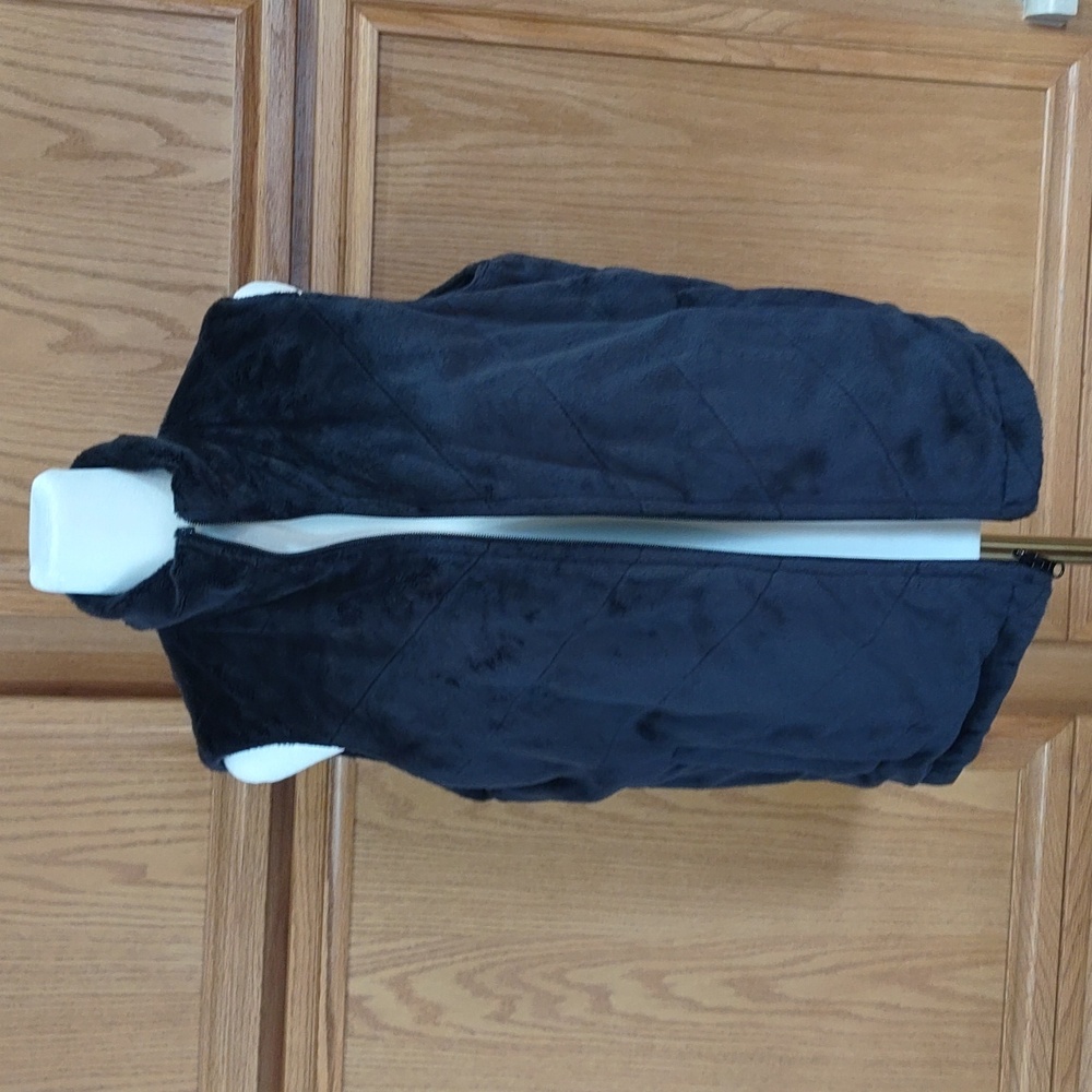 Columbia Women's Reversible Vest Black Fuzzy / Corduroy Size Med Zip Up